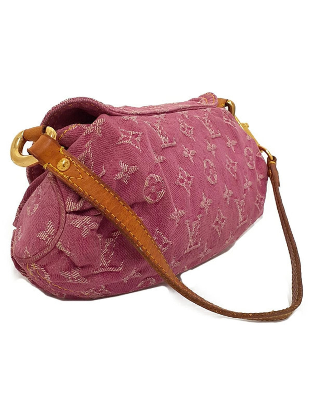 Louis Vuitton Hobo Pleaty Monogram Bag Denim Blue